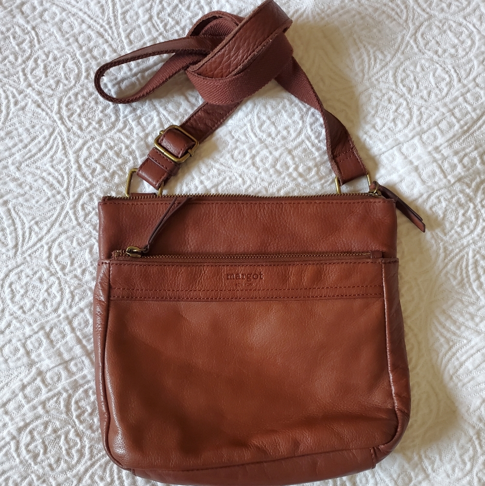 Brown leather Margot New York Crossbody purse